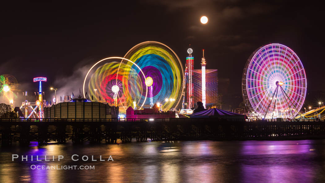 Full moon rising at night over the San Diego County Fair.  Del Mar Fair at night. California, USA, natural history stock photograph, photo id 31031