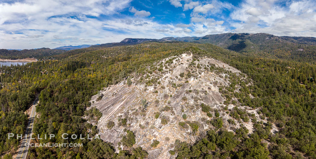 Aerial photo of Glass Rock at Bass Lake, California. USA, natural history stock photograph, photo id 38528