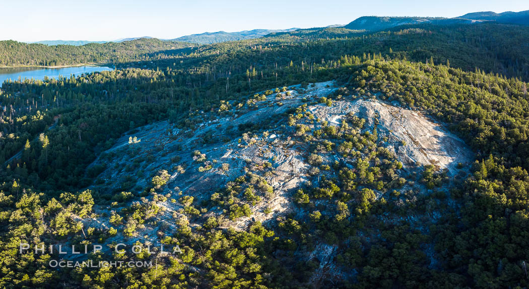 Glass Rock overlooking Bass Lake, California. Sierra Nevada. Aerial panoramic photograph. USA, natural history stock photograph, photo id 37955