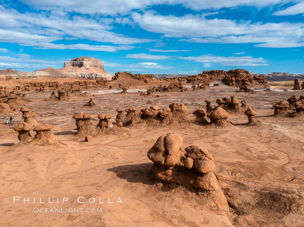 Hoodoos in Goblin Valley State Park. The "goblins" are technically known as hoodoos, formed through the gradual erosion of Entrada sandstone deposited 170 millions years ago. Utah, USA, natural history stock photograph, photo id 38183