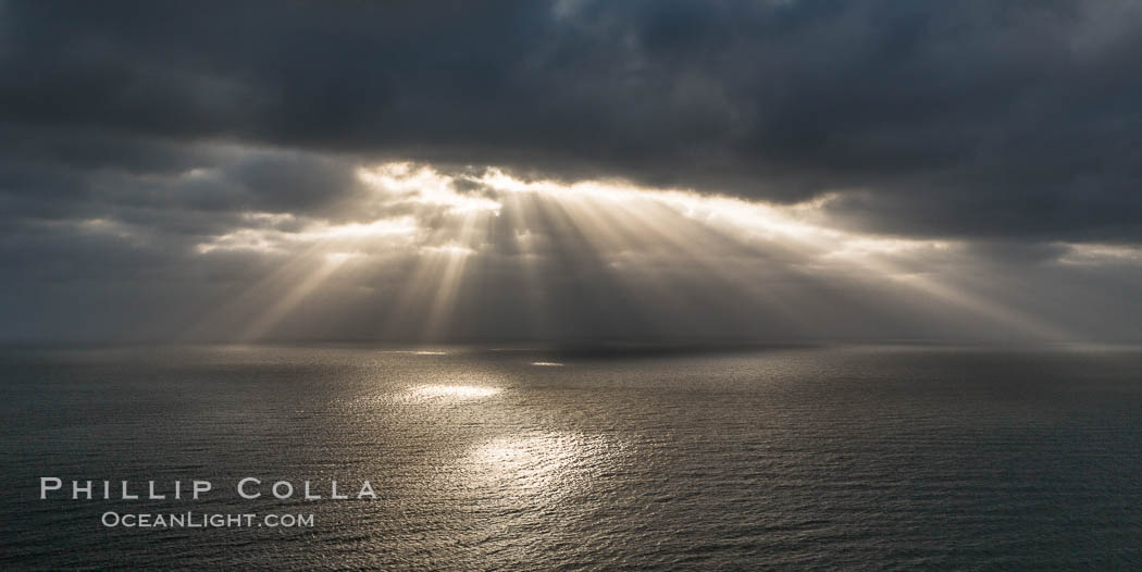 God Beams, clouds and afternoon light over the Pacific Ocean. Del Mar, California, USA, natural history stock photograph, photo id 28480
