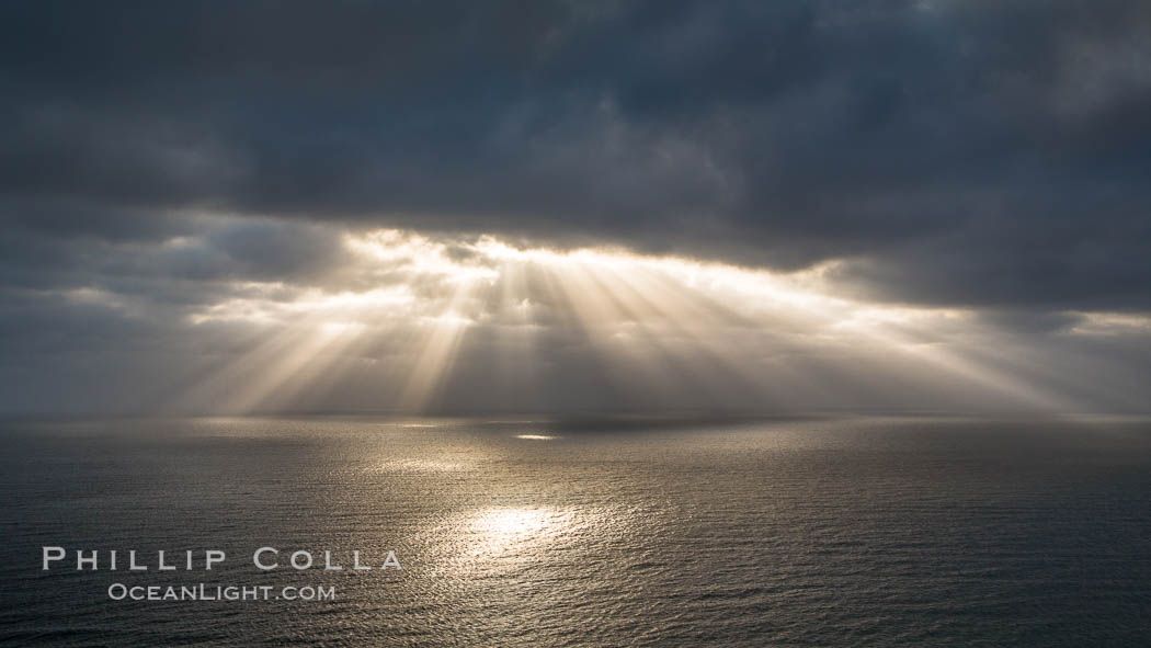 God Beams, clouds and afternoon light over the Pacific Ocean. Del Mar, California, USA, natural history stock photograph, photo id 28479