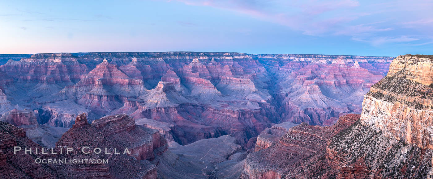 Grand Canyon at dusk, sunset, viewed from Grandeur Point on the south rim of Grand Canyon National Park. Arizona, USA, natural history stock photograph, photo id 37754