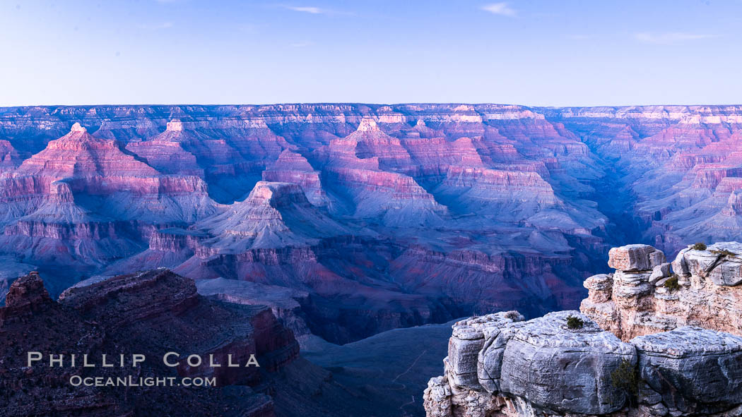 Grand Canyon at dusk, sunset, viewed from Grandeur Point on the south rim of Grand Canyon National Park. Arizona, USA, natural history stock photograph, photo id 37756