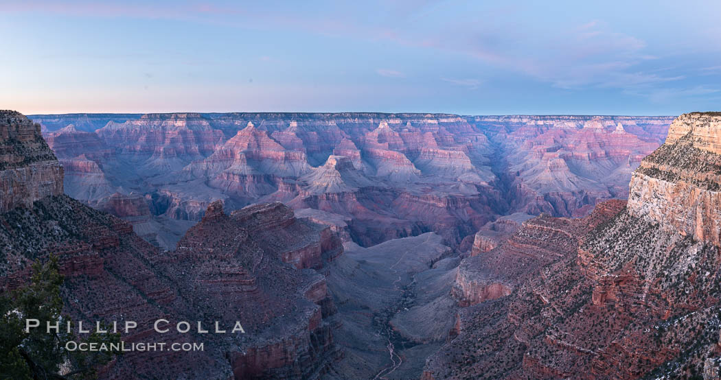 Grand Canyon at dusk, sunset, viewed from Grandeur Point on the south rim of Grand Canyon National Park. Arizona, USA, natural history stock photograph, photo id 37755