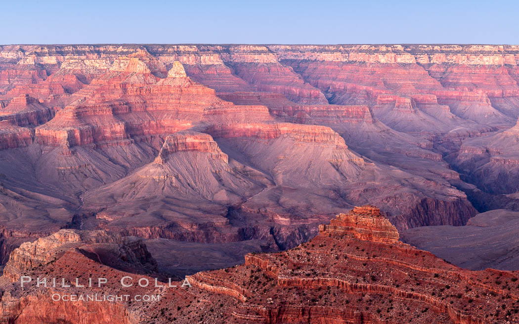 Grand Canyon at dusk, sunset, viewed from Mather Point on the south rim of Grand Canyon National Park. Arizona, USA, natural history stock photograph, photo id 37762