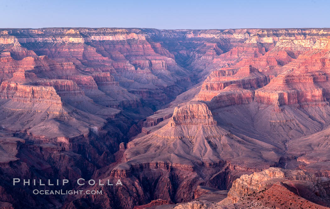 Grand Canyon at dusk, sunset, viewed from Mather Point on the south rim of Grand Canyon National Park. Arizona, USA, natural history stock photograph, photo id 37763