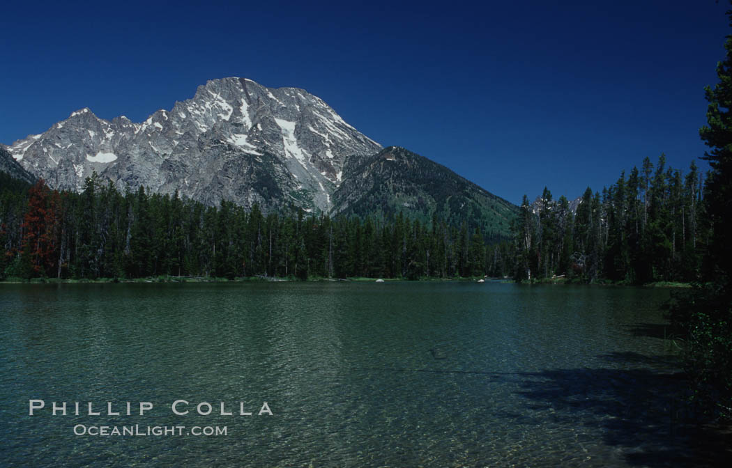 Mount Moran rises above String Lake. Grand Teton National Park, Wyoming, USA, natural history stock photograph, photo id 07402