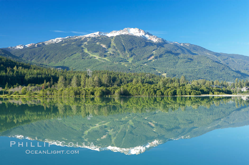 Green Lake, with Whistler Mountain in the distance. British Columbia, Canada, natural history stock photograph, photo id 21004