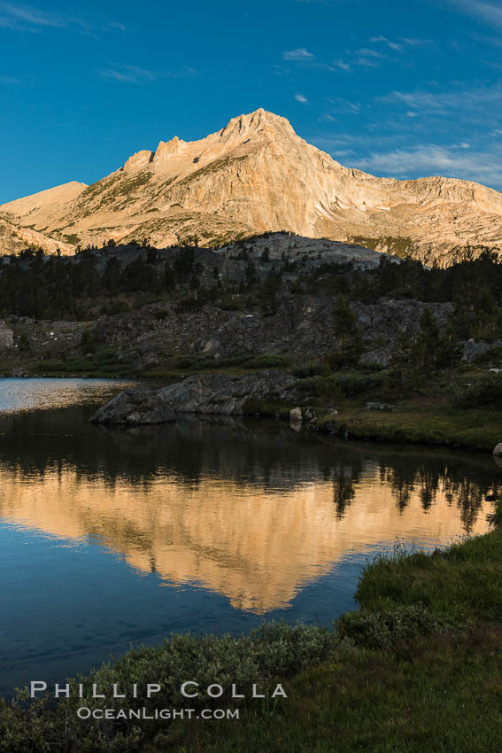 Greenstone Lake and North Peak, Hoover Wilderness, Sunrise. 20 Lakes Basin, California, USA, natural history stock photograph, photo id 31052