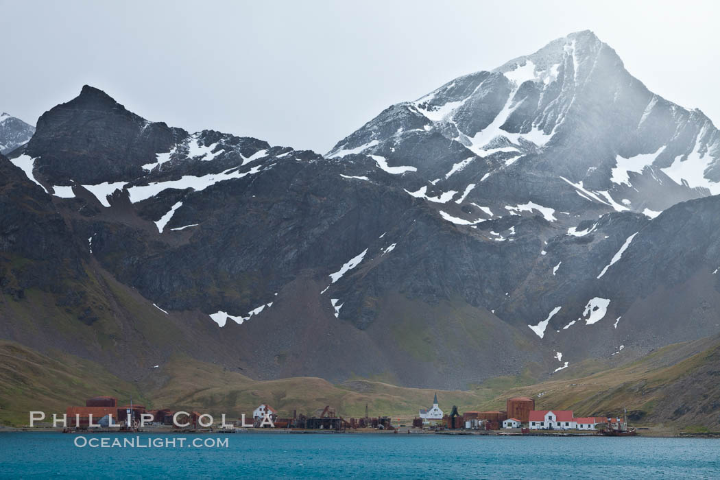 Grytviken, an old whaling colony that is now host to the British Antarctic Survey research efforts as well as a historic museum. South Georgia Island, natural history stock photograph, photo id 24465
