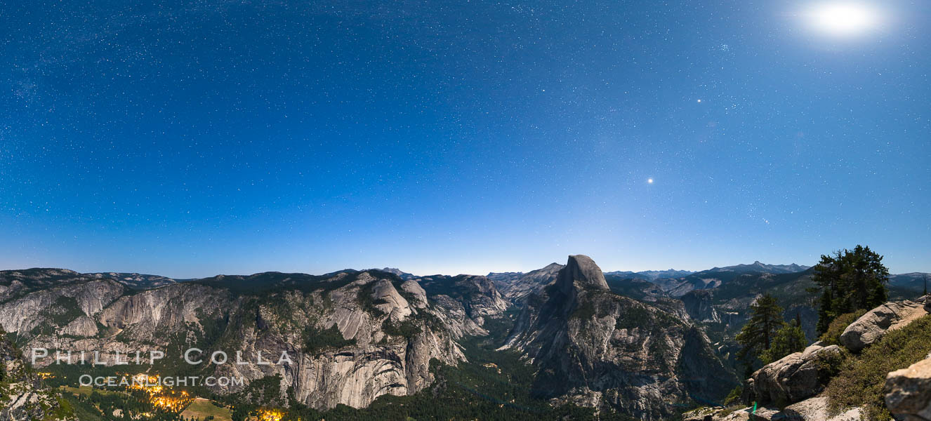 Half Dome and nighttime stars, viewed from Glacier Point. Yosemite National Park, California, USA, natural history stock photograph, photo id 27951