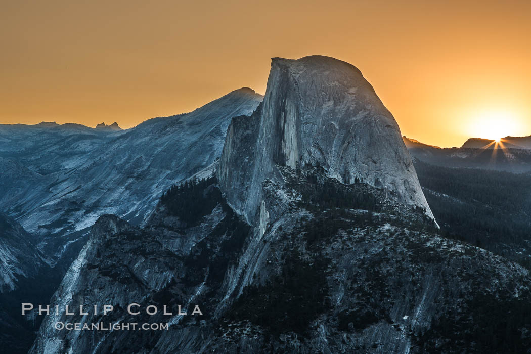 Half Dome at sunrise, viewed from Glacier Point. Yosemite National Park, California, USA, natural history stock photograph, photo id 27954