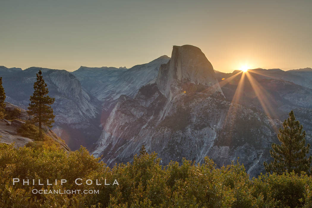 Half Dome at sunrise, viewed from Glacier Point. Yosemite National Park, California, USA, natural history stock photograph, photo id 27953