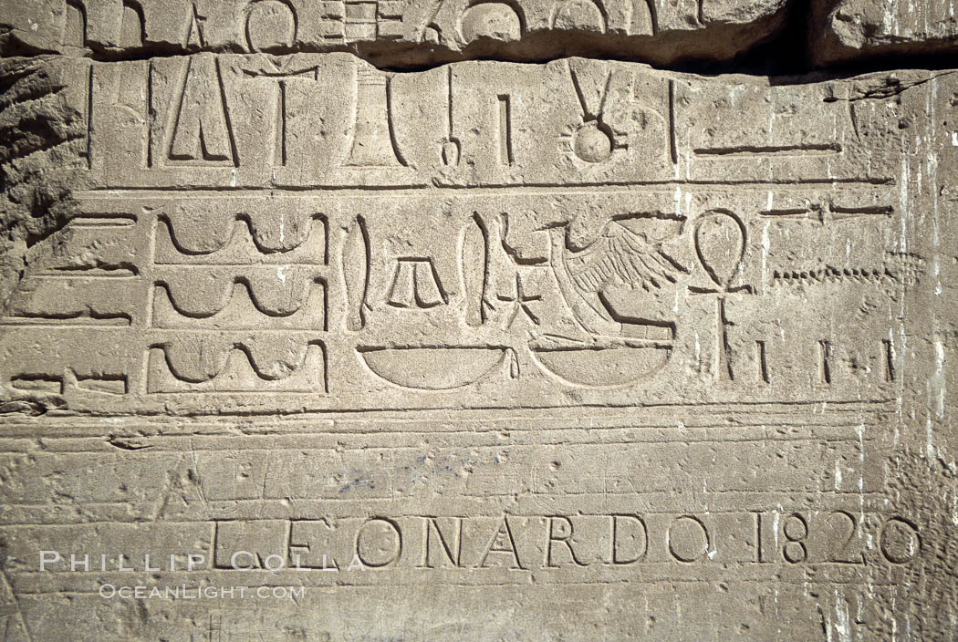 Heiroglyphics and tourist graffiti. Luxor, Egypt, natural history stock photograph, photo id 02594