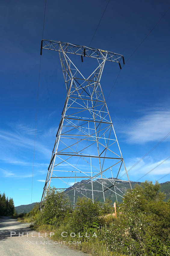 High tension power lines. Whistler, British Columbia, Canada, natural history stock photograph, photo id 21003