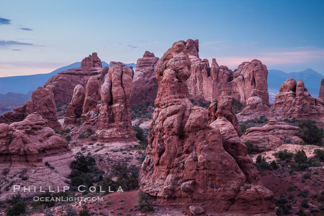 Hoodoo goblin rocks at dawn. Arches National Park, Utah, USA, natural history stock photograph, photo id 27872