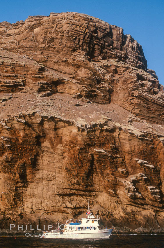 Boat Horizon below sea cliffs at Isla Afuera. Guadalupe Island (Isla Guadalupe), Baja California, Mexico, natural history stock photograph, photo id 05636