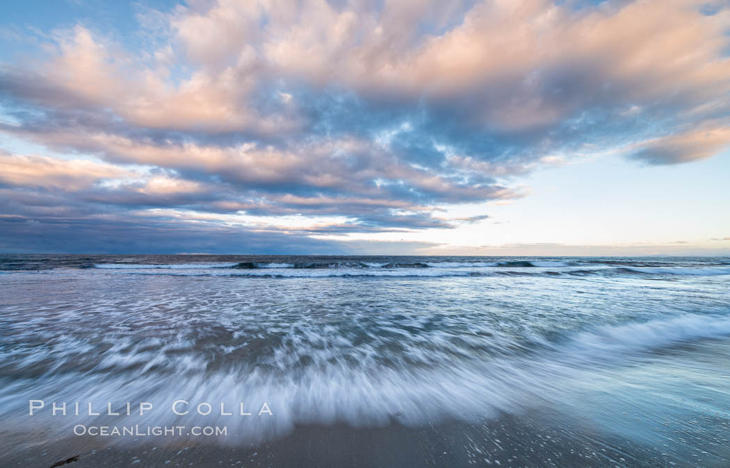 Hospital Point, La Jolla, dawn, sunrise light and approaching storm clouds. California, USA, natural history stock photograph, photo id 28850
