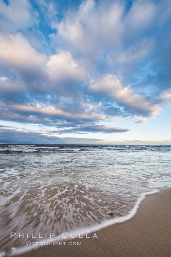 Hospital Point, La Jolla, dawn, sunrise light and approaching storm clouds. California, USA, natural history stock photograph, photo id 28854