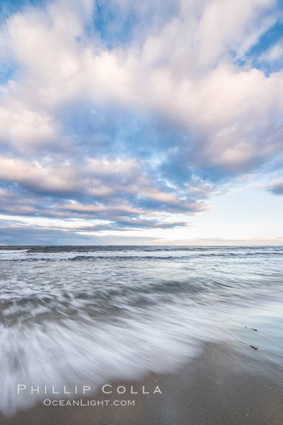 Hospital Point, La Jolla, dawn, sunrise light and approaching storm clouds. California, USA, natural history stock photograph, photo id 28852