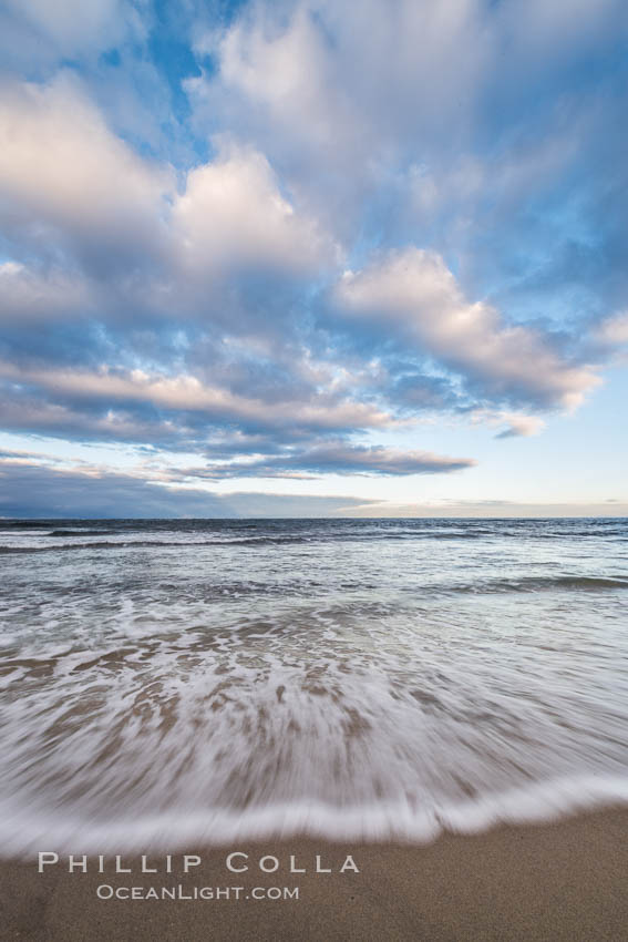 Hospital Point, La Jolla, dawn, sunrise light and approaching storm clouds. California, USA, natural history stock photograph, photo id 28855