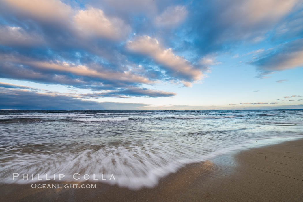 Hospital Point, La Jolla, dawn, sunrise light and approaching storm clouds. California, USA, natural history stock photograph, photo id 28853