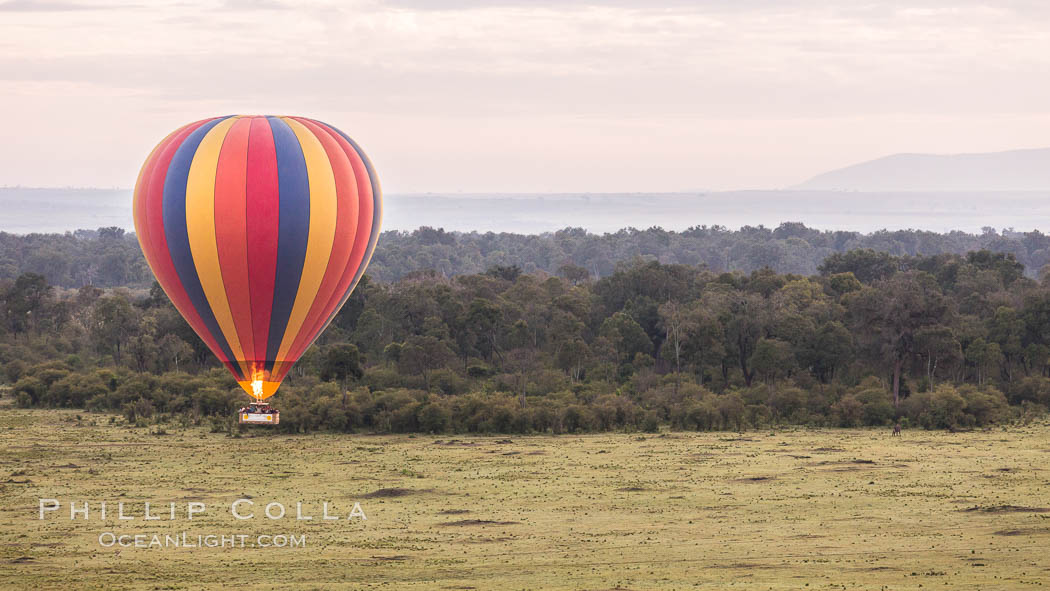 Hot Air Ballooning over Maasai Mara plains, Kenya. Maasai Mara National Reserve, natural history stock photograph, photo id 29806