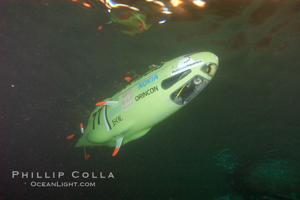 A human-powered submarine, designed, built and operated by University of California San Diego engineering students. Offshore Model Basin, Escondido, USA, natural history stock photograph, photo id 09769