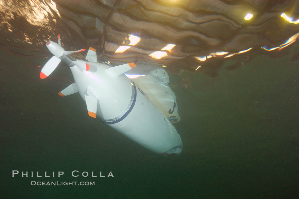 The propellers and steering foils of a human-powered submarine, designed, built and operated by University of Washington engineering students. Offshore Model Basin, Escondido, California, USA, natural history stock photograph, photo id 09773