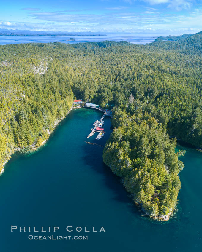 Hurst Island, Balaklava Island (left) and Gods Pocket Provincial Park, aerial photo. Vancouver Island, British Columbia, Canada, natural history stock photograph, photo id 34488