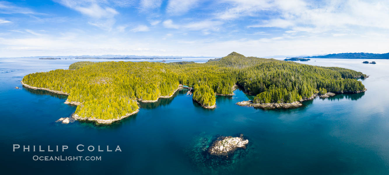 Hurst Island and Gods Pocket Provincial Park, aerial photo. British Columbia, Canada, natural history stock photograph, photo id 35285