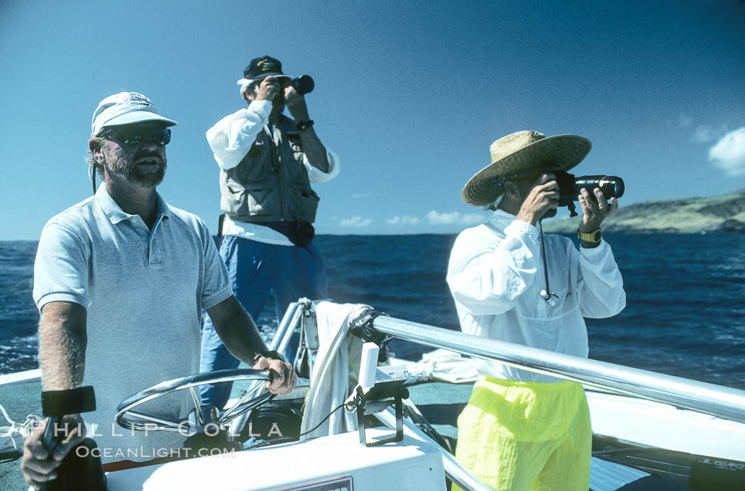 HWRF researchers Jeff Kalbach, Dr. Dan Salden, Dr. Harrison Stubbs (l to r). Maui, Hawaii, USA, natural history stock photograph, photo id 02025