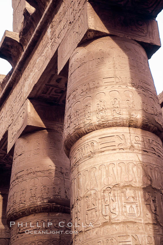 Hypostyle Hall of Columns, Karnak Temple complex. Luxor, Egypt, natural history stock photograph, photo id 18477