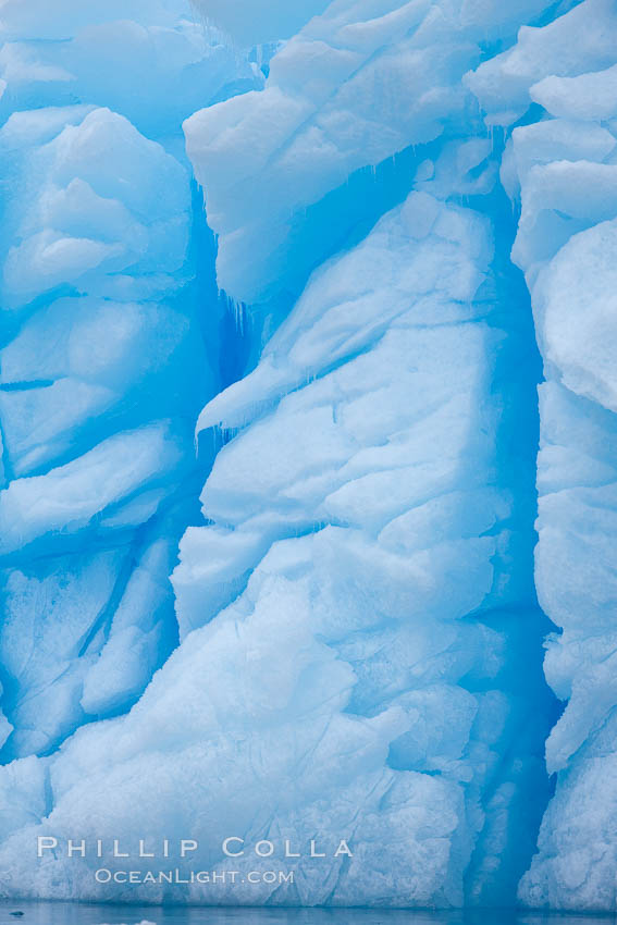 Iceberg detail.  Cracks and melt patterns.  Blue ice. Brown Bluff, Antarctic Peninsula, Antarctica, natural history stock photograph, photo id 24862