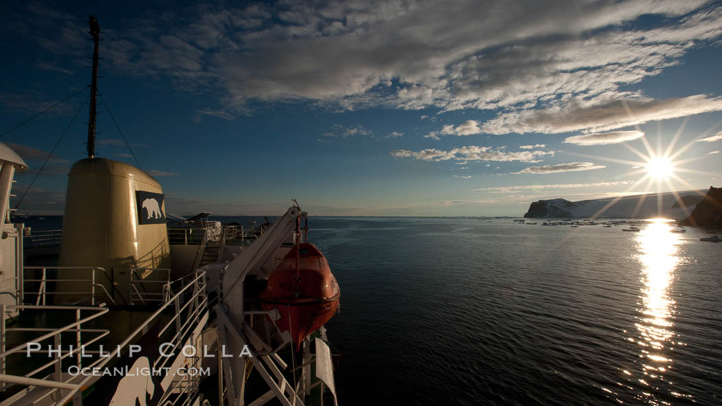 Icebreaker M/V Polar Star near Devil Island, sunrise. Antarctic Peninsula, Antarctica, natural history stock photograph, photo id 24819