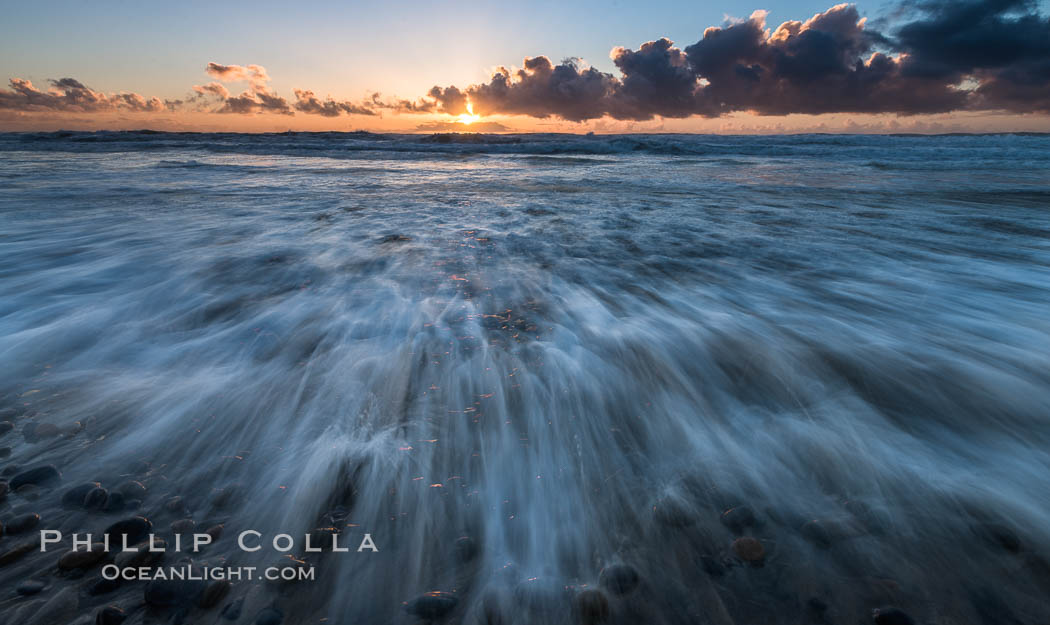 Incoming waves at sunset, Carlsbad. California, USA, natural history stock photograph, photo id 30177