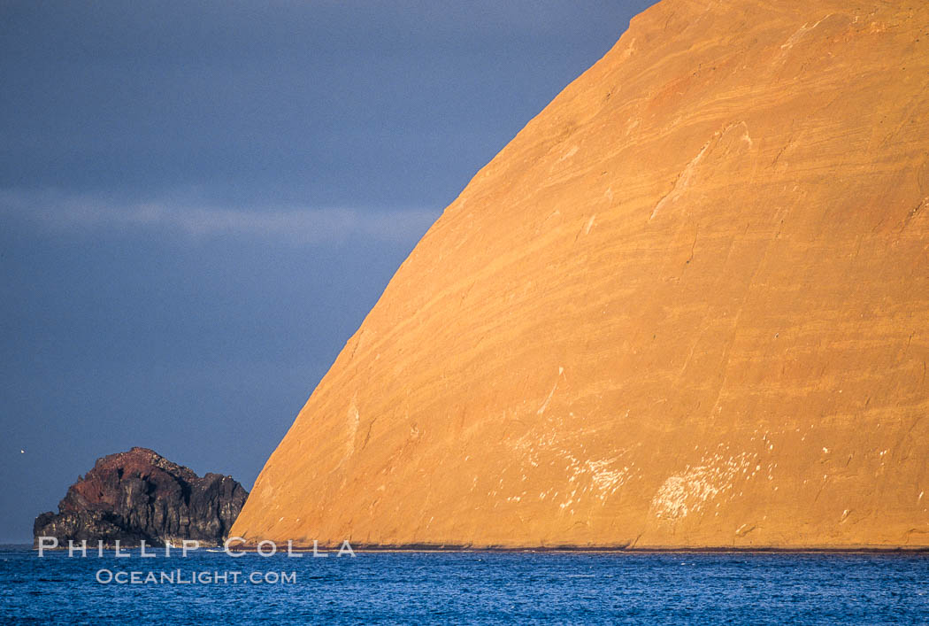 Isla Adentro (right) and Church Rock (partially obscured), sunrise. Guadalupe Island (Isla Guadalupe), Baja California, Mexico, natural history stock photograph, photo id 03707