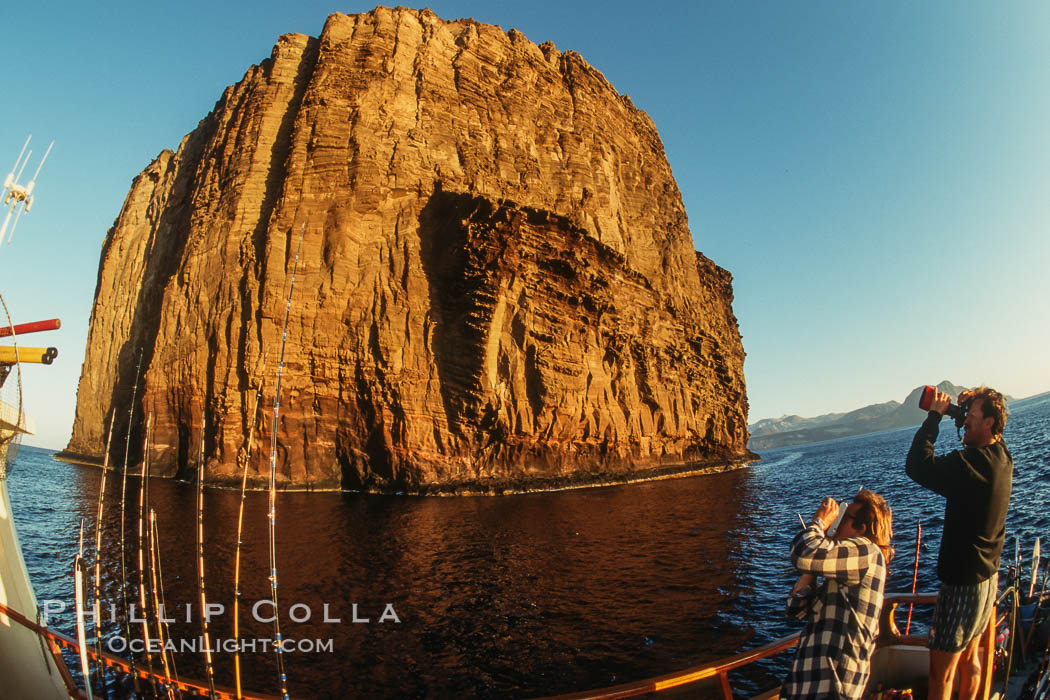 Dawn at Isla Afuera from Boat Horizon. Guadalupe Island (Isla Guadalupe), Baja California, Mexico, natural history stock photograph, photo id 02048