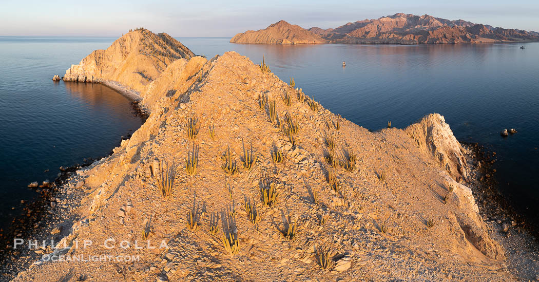 Isla Angel de la Guarda at Sunset, Aerial Photo, Sea of Cortez, Mexico.  Guardian Angel island is part of the Midriff Islands in Mexico's Sea of Cortez., natural history stock photograph, photo id 40336