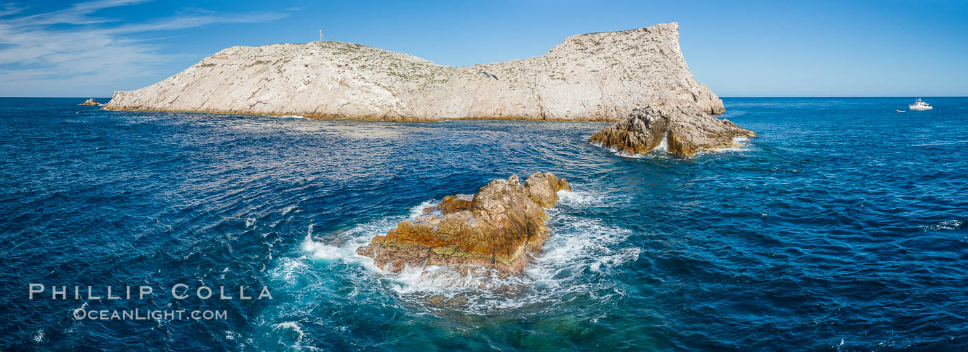 Isla Las Animas, panoramic aerial photo, Sea of Cortez. Baja California, Mexico, natural history stock photograph, photo id 33676