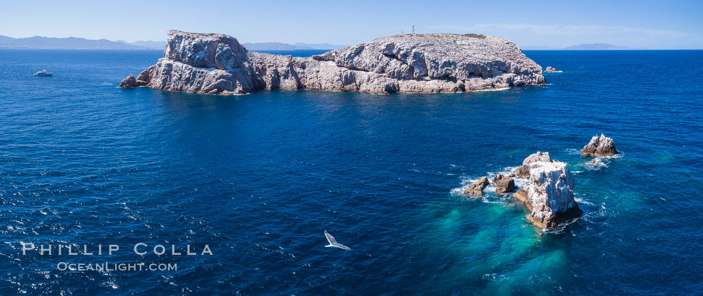 Isla Las Animas, panoramic aerial photo, Sea of Cortez. Baja California, Mexico, natural history stock photograph, photo id 33669