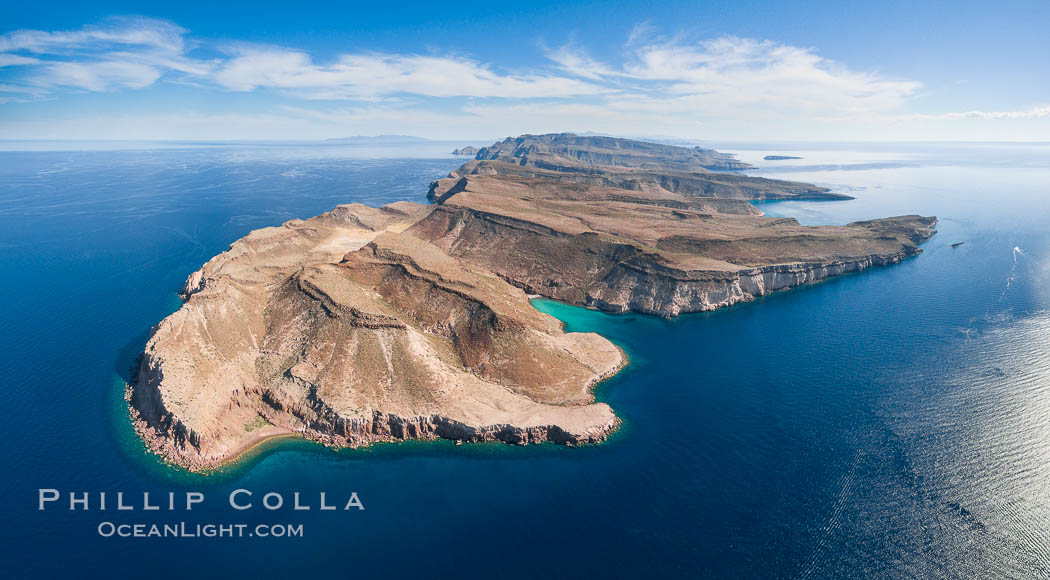 Isla Partida north end and Punta Maru, aerial photo, Sea of Cortez. Baja California, Mexico, natural history stock photograph, photo id 32412