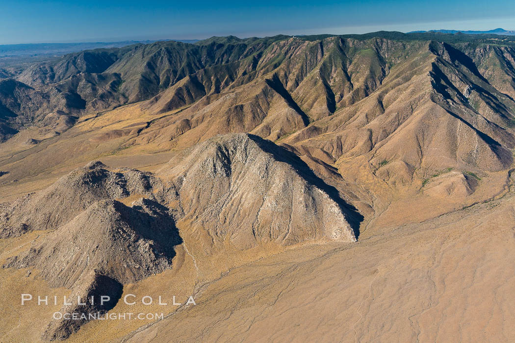Jacumba Mountains and In-Ko-Pah Mountains, east of San Diego, showing erosion as the mountain ranges ends and meets desert habitat. California, USA, natural history stock photograph, photo id 27938