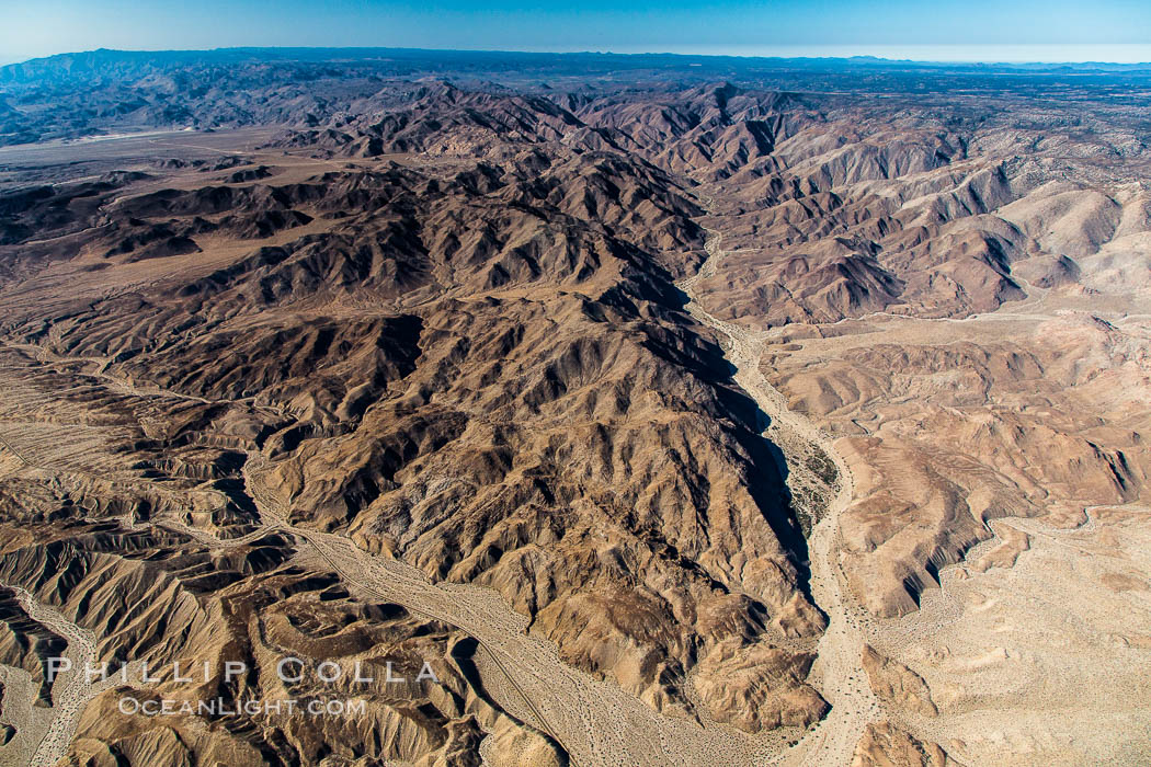 Jacumba Mountains and In-Ko-Pah Mountains, east of San Diego, showing erosion as the mountain ranges ends and meets desert habitat. California, USA, natural history stock photograph, photo id 27932