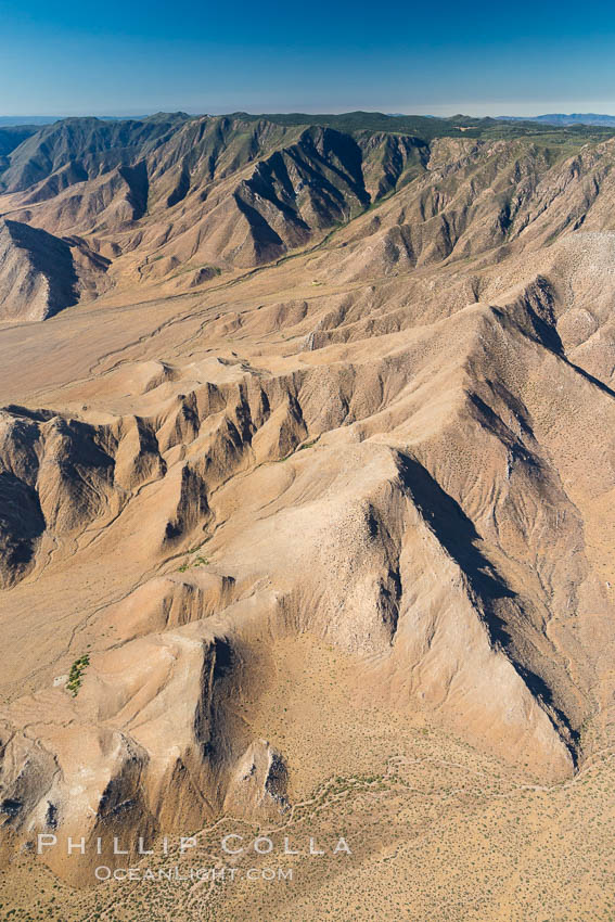Jacumba Mountains and In-Ko-Pah Mountains, east of San Diego, showing erosion as the mountain ranges ends and meets desert habitat. California, USA, natural history stock photograph, photo id 27941