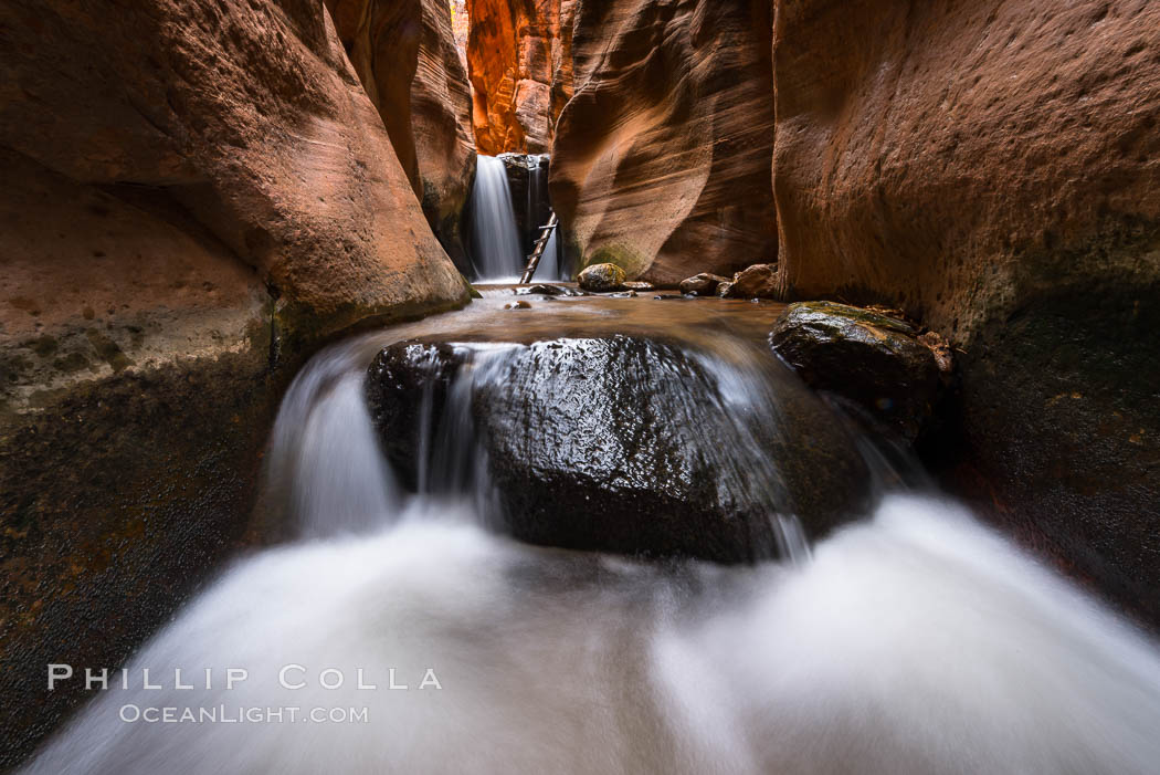 Kanarra Creek Falls in Kanarra Canyon, Utah. Kanarraville, USA, natural history stock photograph, photo id 32644