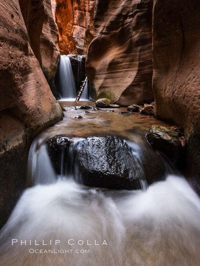 Kanarra Creek Falls in Kanarra Canyon, Utah. Kanarraville, USA, natural history stock photograph, photo id 32645