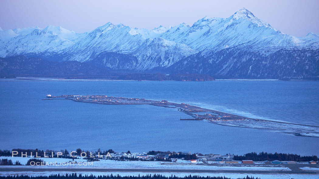 Kenai Mountains at sunset, viewed across Kachemak Bay. Homer, Alaska, USA, natural history stock photograph, photo id 22732