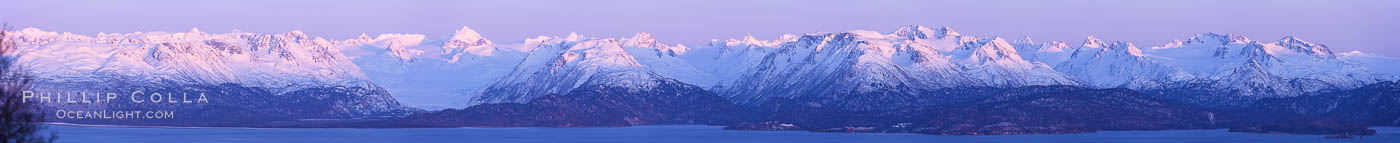 Kenai Mountains at sunset, viewed across Kachemak Bay. Homer, Alaska, USA, natural history stock photograph, photo id 22737